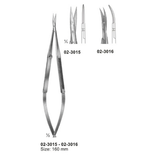 Micro Scissors, Spring Type Flat Handles and Cross- Serration